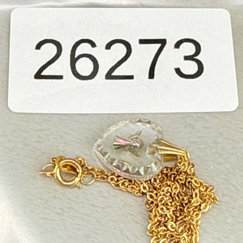 Vintage Necklace‎ Glass Heart Intaglio Angel 18